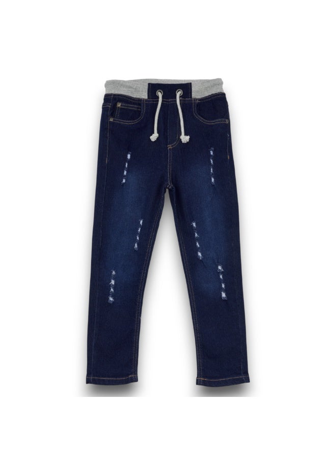 MARWAN Girls Printed Long Pants with Contrast Waist Belt Cotton Spandex - Image 1